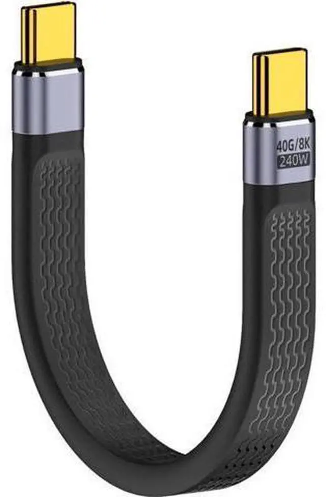 Main image of USB4 FPC Flexible Cable, USB-C to USB-C Slim Flat Cord, 40Gbps Data, 8K Video, 240W PD Charging, Thunderbolt 4/3 Compatible for EGPU Docking SSD MacBook Phone, 5.11 Inch Black
