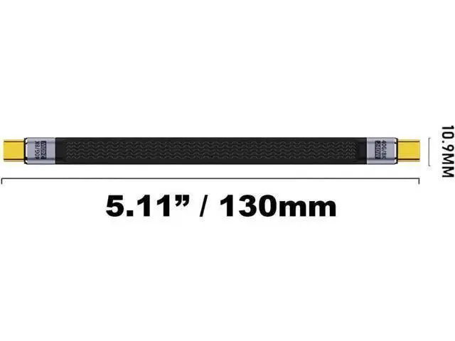Alt view image 2 of 6 - USB4 FPC Flexible Cable, USB-C to USB-C Slim Flat Cord, 40Gbps Data, 8K Video, 240W PD Charging, Thunderbolt 4/3 Compatible for EGPU Docking SSD MacBook Phone, 5.11 Inch Black