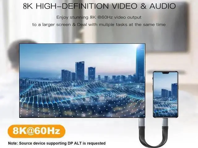 Alt view image 3 of 6 - USB4 FPC Flexible Cable, USB-C to USB-C Slim Flat Cord, 40Gbps Data, 8K Video, 240W PD Charging, Thunderbolt 4/3 Compatible for EGPU Docking SSD MacBook Phone, 5.11 Inch Black