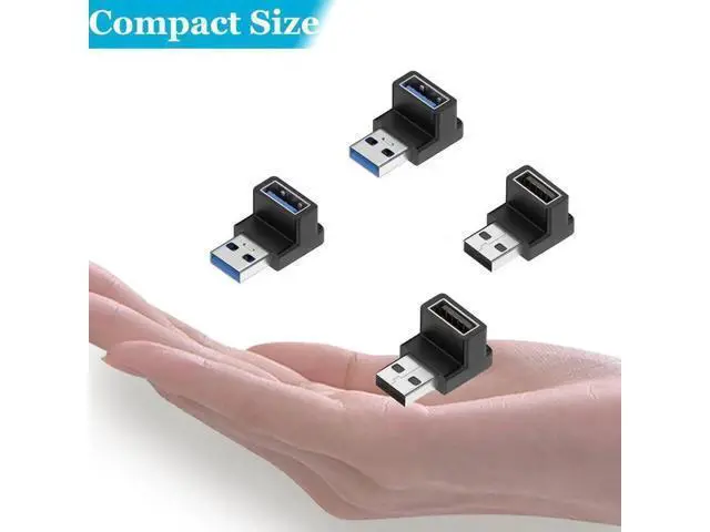 Alt view image 4 of 7 - 4 Pack 90 Degree Right Angle USB 3.0/3.1 A Male to Female Adapter, Up & Down Elbow 10Gbps Data Transfer 3A Fast Charging Connector for PC, Desktop, Laptop, USB Hub & USB Charger