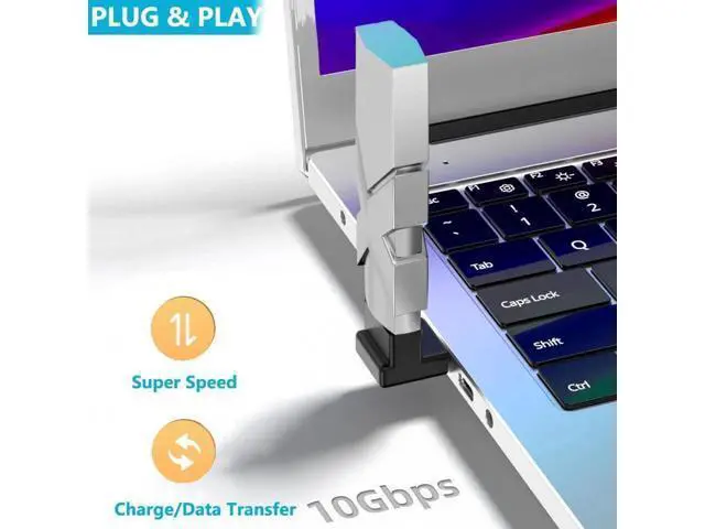 Alt view image 5 of 7 - 4 Pack 90 Degree Right Angle USB 3.0/3.1 A Male to Female Adapter, Up & Down Elbow 10Gbps Data Transfer 3A Fast Charging Connector for PC, Desktop, Laptop, USB Hub & USB Charger