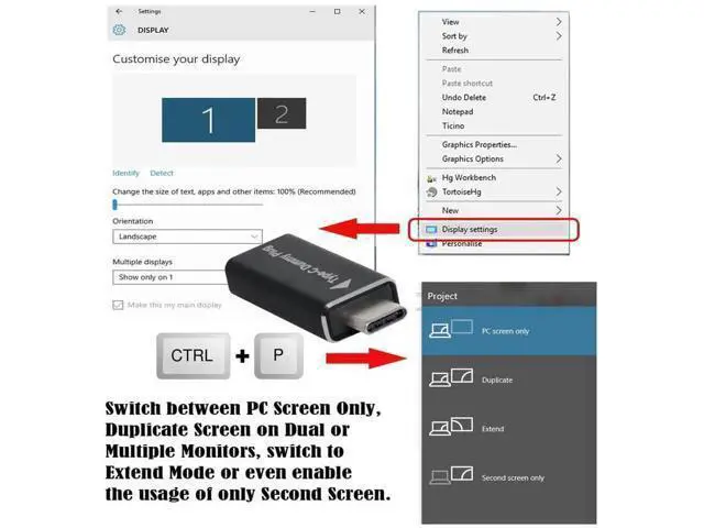 Alt view image 4 of 7 - USB-C Virtual Display Dummy Plug, DDC EDID Headless Ghost Display Emulator 1080P@60Hz Type-C Display Emulator