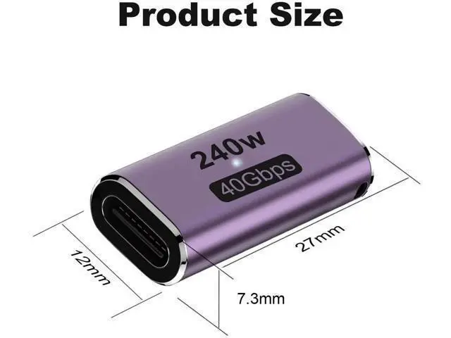 Alt view image 5 of 6 - 2 Pack 240W USB C Female to Female Coupler, 40Gbps Thunderbolt Type-C Extension Connector Compatible with MacBook Laptop Tablet Phone Switch