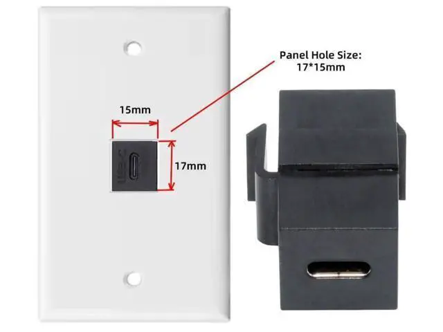 Alt view image 2 of 7 - USB2.0 Type-C Female to Female Keystone Jack Insert Coupler | Inline Wall Plate Panel Mount Type-C Socket Module