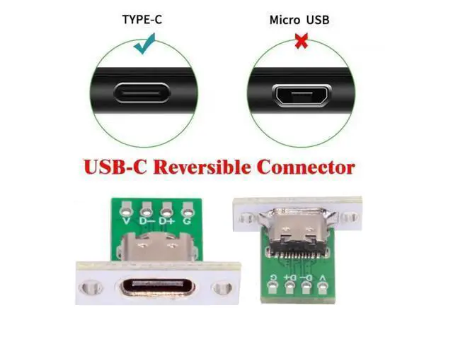 Alt view image 3 of 6 - 5 Pack Panel Mount 24Pin USB 2.0 Type-C Female Socket with PCB Breakout Board, DIY OEM USB-C Panel Mount Connector Module for Custom Enclosure Equipment Prototyping