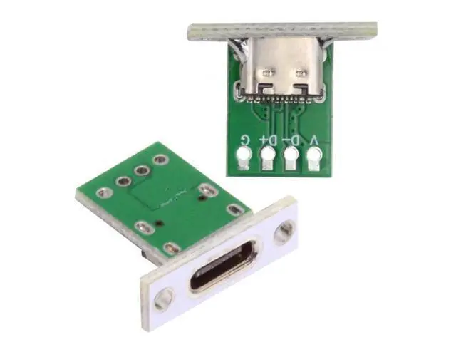 Alt view image 5 of 6 - 5 Pack Panel Mount 24Pin USB 2.0 Type-C Female Socket with PCB Breakout Board, DIY OEM USB-C Panel Mount Connector Module for Custom Enclosure Equipment Prototyping