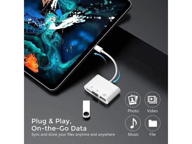 Alt view image 2 of 7 - 3-in-1 USB-C OTG Card Reader, USB-C to SD + Micro SD + USB2.0 Female Camera Connection Kit for iPad Pro 11"/12.9"(2018), MacBook Pro & All USB-C Devices