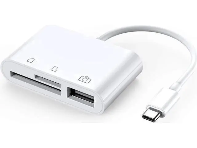 Alt view image 5 of 7 - 3-in-1 USB-C OTG Card Reader, USB-C to SD + Micro SD + USB2.0 Female Camera Connection Kit for iPad Pro 11"/12.9"(2018), MacBook Pro & All USB-C Devices