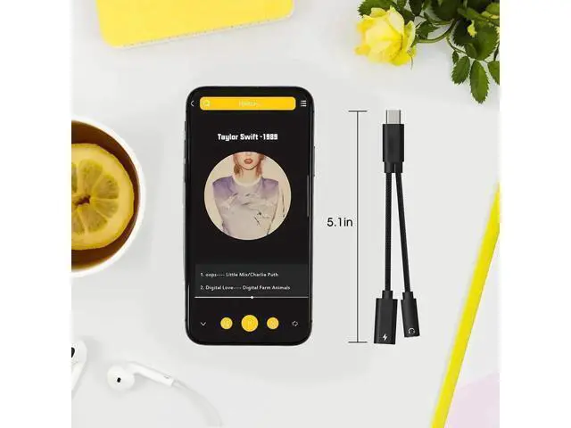Alt view image 2 of 7 - 2-in-1 USB C Audio Charging Splitter Dongle, Type C to 3.5mm AUX Mic Jack with 60W PD Fast Charge Compatible with Samsung Note 20/10 S20, Pixel 2/3/4 XL, iPad Pro