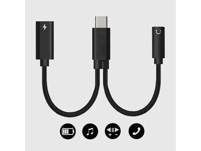 Alt view image 4 of 7 - 2-in-1 USB C Audio Charging Splitter Dongle, Type C to 3.5mm AUX Mic Jack with 60W PD Fast Charge Compatible with Samsung Note 20/10 S20, Pixel 2/3/4 XL, iPad Pro
