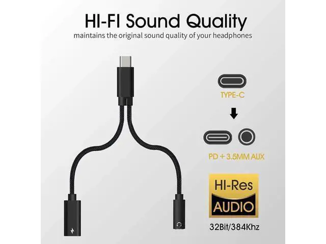 Alt view image 6 of 7 - 2-in-1 USB C Audio Charging Splitter Dongle, Type C to 3.5mm AUX Mic Jack with 60W PD Fast Charge Compatible with Samsung Note 20/10 S20, Pixel 2/3/4 XL, iPad Pro