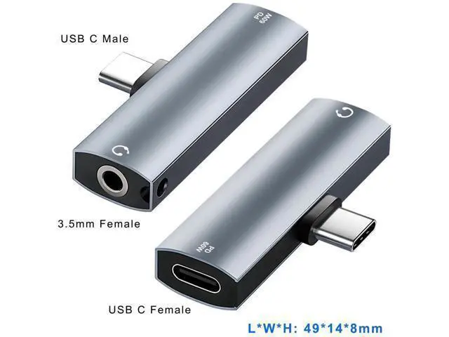Alt view image 3 of 6 - 2-in-1 USB C Audio & Charging Splitter Dongle, Type C to 3.5mm Aux Headphone Jack with 60W PD Fast Charge Compatible with iPhone 15/16 Series, iPad, Samsung Galaxy Note, Google Pixel