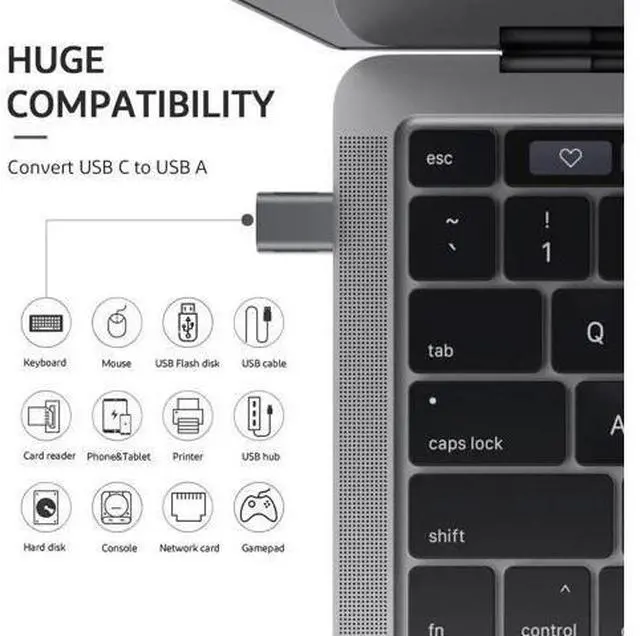 Alt view image 4 of 7 - 4 Pack 10Gbps Upgrade USB C Male to USB A Female OTG Adapter, Thunderbolt 3/4 Type-C to USB 3.0 Converter Space Grey Compatible with MacBook Pro Air iPad iMac All USB-C Devices