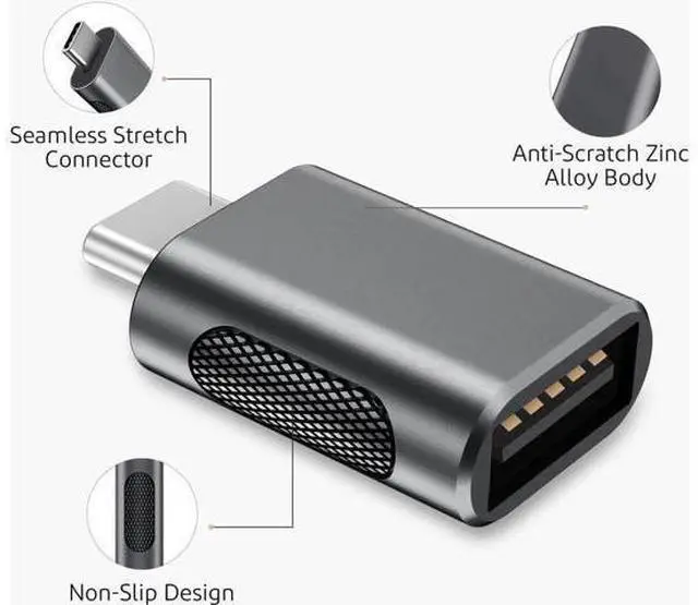 Alt view image 6 of 7 - 4 Pack 10Gbps Upgrade USB C Male to USB A Female OTG Adapter, Thunderbolt 3/4 Type-C to USB 3.0 Converter Space Grey Compatible with MacBook Pro Air iPad iMac All USB-C Devices
