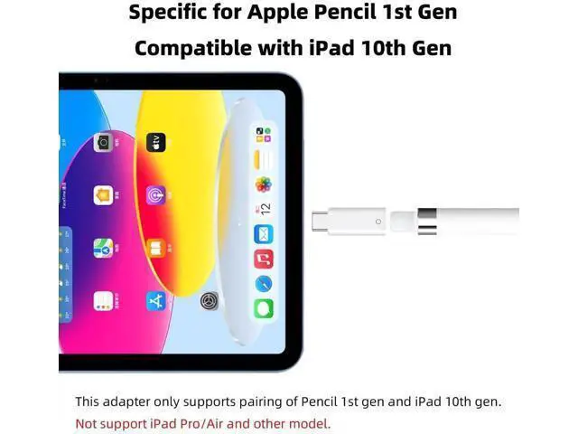 Alt view image 4 of 6 - USB C to Apple Pencil 1st Generation Charging Adapter, USB-C Male to Lightning Female iPencil Charger Dongle Connector for iPad 10th Gen, White