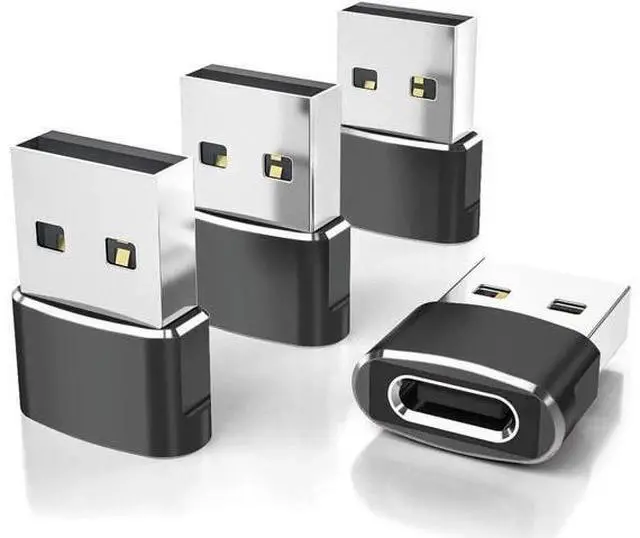 Main image of 4 Pack USB A Male to USB C Female Adapter, USB-A to Type C Charging Converter Compatible with Apple Watch Ultra, iWatch 8/7, iPhone 14/13/12/11 Series, AirPods, iPad 9/10/Air 5/Mini 6, Samsung Galaxy