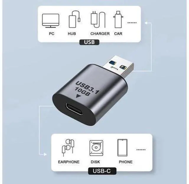 Alt view image 3 of 6 - USB 3.1 Type-C Female to USB 3.0 A Male Adapter, 10Gbps High Speed Data & Charging Converter for Laptops, Tablets, Smartphones