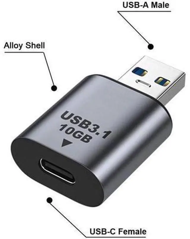 Alt view image 5 of 6 - USB 3.1 Type-C Female to USB 3.0 A Male Adapter, 10Gbps High Speed Data & Charging Converter for Laptops, Tablets, Smartphones