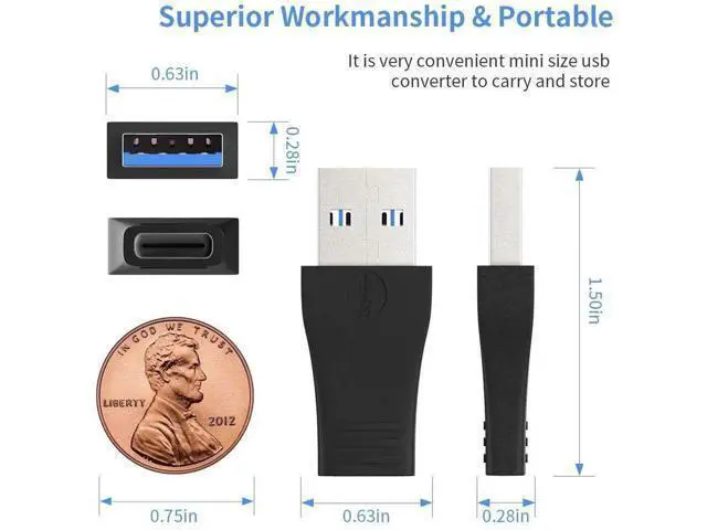 Alt view image 6 of 7 - 3 Pack USB 3.0 A Male to USB C Female Adapter, USB-A to Type C Charging Converter Compatible with iPhone 15 Series, Apple Watch Ultra, iWatch 8/7, AirPods, iPad, Samsung Galaxy S23/S24, Car Chargers &