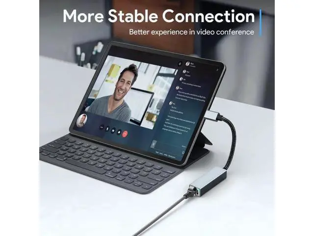 Alt view image 7 of 7 - Driver-Free USB-C to Gigabit Ethernet Adapter, Thunderbolt 3 & Thunderbolt 4 Compatible RJ45 LAN Network Dongle, Fit MacBook Pro 2018/2019/2020, iPad Pro, Dell XPS, Microsoft Surface