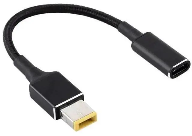 Main image of 100W PD Nylon Braided Power Cable, 18.5-20V Big Square Male Plug to USB-C Type-C Fast Charging Adapter Cord