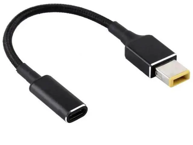 Alt view image 2 of 5 - 100W PD Nylon Braided Power Cable, 18.5-20V Big Square Male Plug to USB-C Type-C Fast Charging Adapter Cord