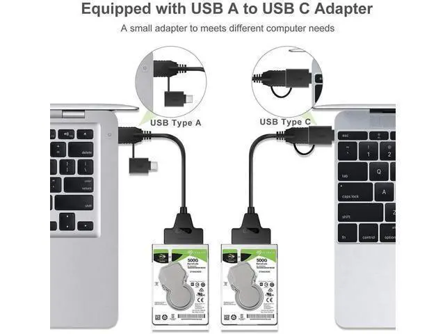 Alt view image 5 of 7 - 2-in-1 USB 3.0 & USB-C to 2.5" SATA Adapter Cable, UASP Supported for SSD HDD Data Transfer