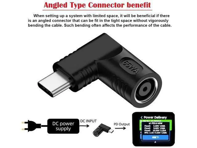 Alt view image 6 of 7 - 90 Degree Right Angle DC 7.9*5.4mm 20V Input to USB-C Output Power Charging Adapter Compatible with Lenovo ThinkPad Original Laptop Power Supply