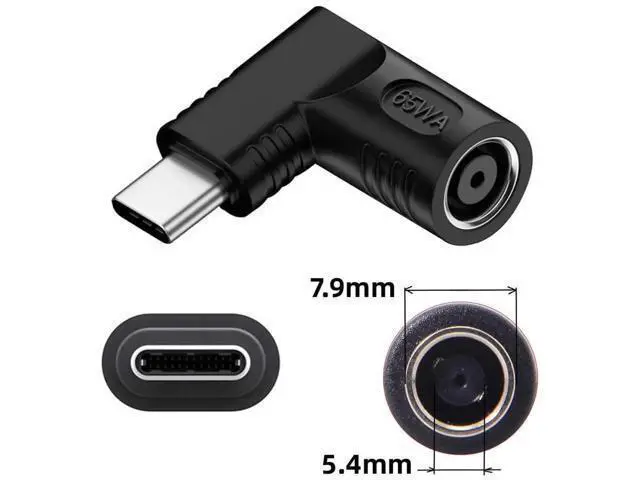 Alt view image 5 of 7 - 90 Degree Right Angle DC 7.9*5.4mm 20V Input to USB-C Output Power Charging Adapter Compatible with Lenovo ThinkPad Original Laptop Power Supply