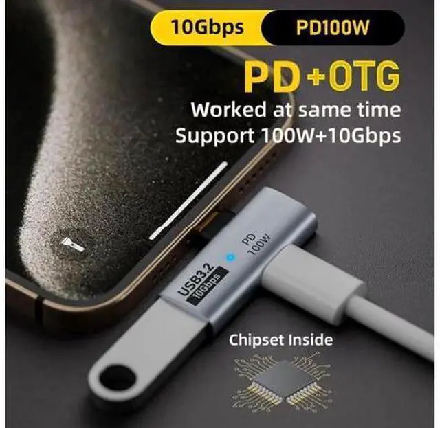Alt view image 5 of 7 - 2 in 1 USB-C OTG Adapter, USB 3.2 10Gbps Data Transfer 100W PD Fast Charging Type-C Converter for Phones Laptops Tablets