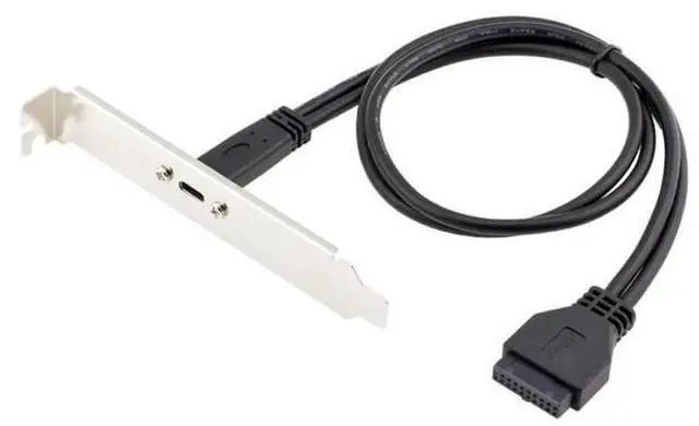 Main image of 0.4M USB 3.0 19/20Pin Male Header to USB-C Female Extension Cable with 12cm PCI-E Slot Bracket, Chassis Rear Panel Expansion Adapter