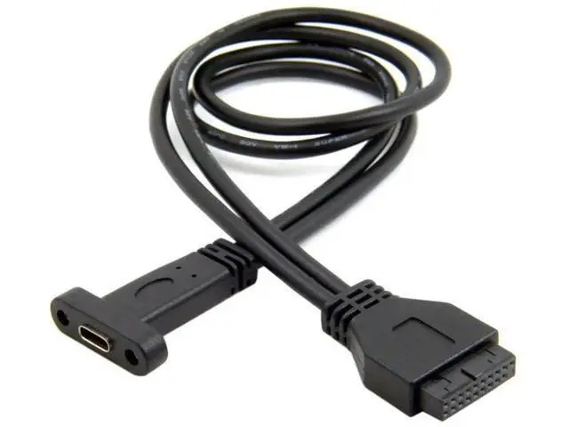 Alt view image 6 of 7 - 0.4M USB 3.0 19/20Pin Male Header to USB-C Female Extension Cable with 12cm PCI-E Slot Bracket, Chassis Rear Panel Expansion Adapter