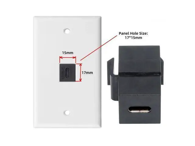 Alt view image 4 of 6 - USB 2.0 Type-C Female to Female Keystone Jack Coupler Adapter, Snap-in USB-C Extension Connector for Standard Wall Plate Panel USB Cable Wiring