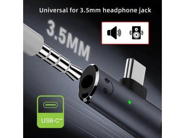 Alt view image 5 of 7 - 2 in 1 USB C to 3.5mm Audio DAC & 100W PD Charging Adapter, 16Bit/48kHz HiFi Type-C Aux Dongle for Phone Tablet Laptop