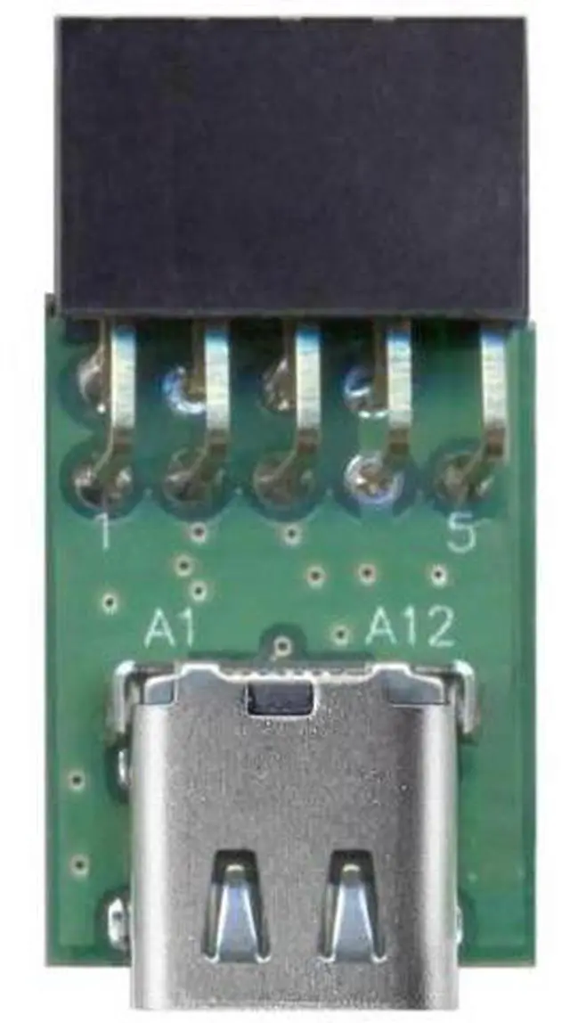 Main image of Single Port USB-C Female to Motherboard 9Pin 10Pin USB Header PCBA Adapter, 480Mbps USB 2.0 Internal Front Panel Connector for DIY Desktop PC