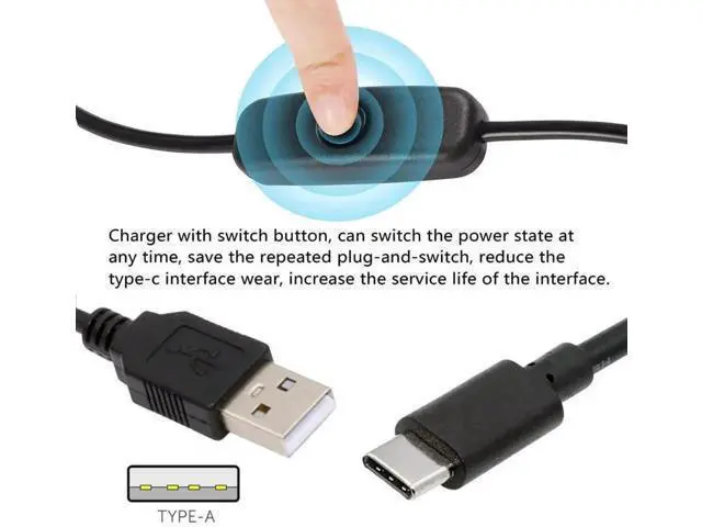 Alt view image 2 of 7 - Ultra Mini USB-C OTG Adapter, USB 2.0 Male to Type-C Male Cable with On/Off Switch, 5V Power Extension Cord for Phone Tablet