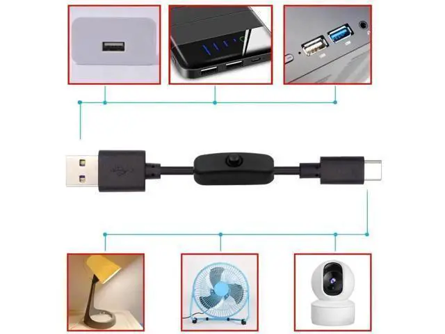 Alt view image 3 of 7 - Ultra Mini USB-C OTG Adapter, USB 2.0 Male to Type-C Male Cable with On/Off Switch, 5V Power Extension Cord for Phone Tablet
