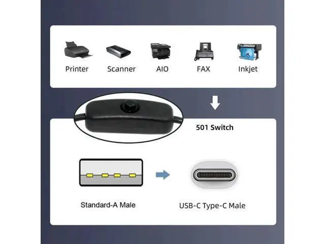 Alt view image 5 of 7 - Ultra Mini USB-C OTG Adapter, USB 2.0 Male to Type-C Male Cable with On/Off Switch, 5V Power Extension Cord for Phone Tablet
