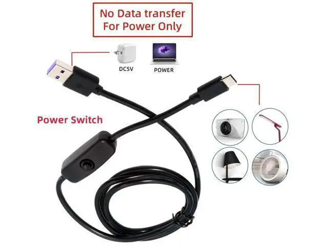 Alt view image 7 of 7 - Ultra Mini USB-C OTG Adapter, USB 2.0 Male to Type-C Male Cable with On/Off Switch, 5V Power Extension Cord for Phone Tablet