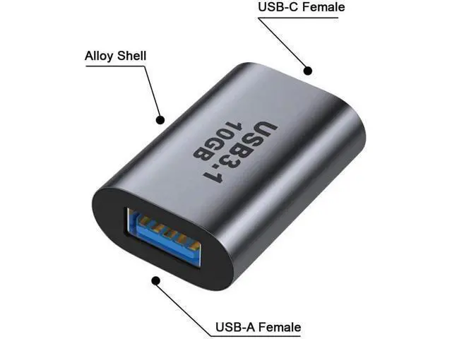 Alt view image 4 of 6 - USB 3.1 Type-C Female to USB 3.0 A Female Adapter, 10Gbps High Speed Data & Power Transfer Converter for Laptops, Tablets, Smartphones