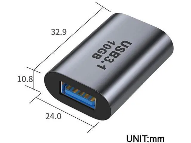 Alt view image 6 of 6 - USB 3.1 Type-C Female to USB 3.0 A Female Adapter, 10Gbps High Speed Data & Power Transfer Converter for Laptops, Tablets, Smartphones