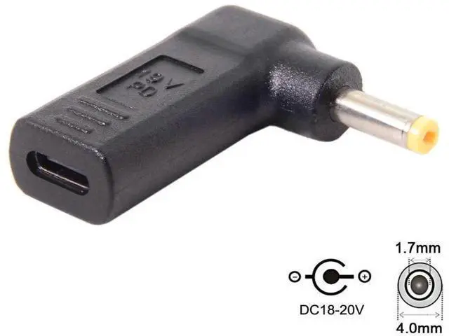 Alt view image 3 of 7 - 90 Degree Angled USB-C to DC 19V PD Trigger Emulator Adapter, Type-C PD to DC 4.0x1.7mm Barrel Jack Power Converter