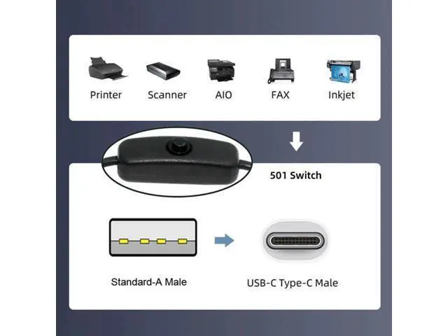 Alt view image 6 of 7 - 1M USB2.0 Male to USB-C Male Power Extension Cable with ON/OFF Switch, Ultra Mini OTG Type-C Adapter for Phones, Tablets & DC5V Equipment