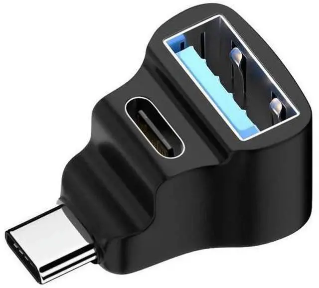Main image of 1 to 2 180 Degree U-Shaped USB C Splitter Adapter, USB-C Male to USB-C + USB-A Female Dongle 20Gbps 8K@60Hz Video Output OTG Converter Compatible with Steam Deck, Switch, Laptop, Tablet, Phone