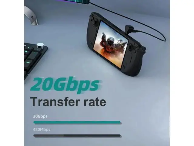 Alt view image 2 of 3 - 1 to 2 180 Degree U-Shaped USB C Splitter Adapter, USB-C Male to USB-C + USB-A Female Dongle 20Gbps 8K@60Hz Video Output OTG Converter Compatible with Steam Deck, Switch, Laptop, Tablet, Phone