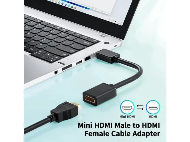 Alt view image 4 of 7 - 15cm Mini HDMI Male to HDMI 2.0 Female Adapter Cable, 4K@60Hz HDR 3D 18Gbps Video Converter for DSLR Camera, Raspberry Pi, Camcorder
