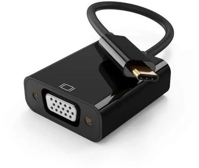Main image of USB C Male to VGA Female Adapter 1080P@60Hz, Thunderbolt 3/4 Type C to VGA Converter Black Compatible with iPhone 15 Plus/15 Pro Max, MacBook Pro, iPad Pro, Surface Book 2