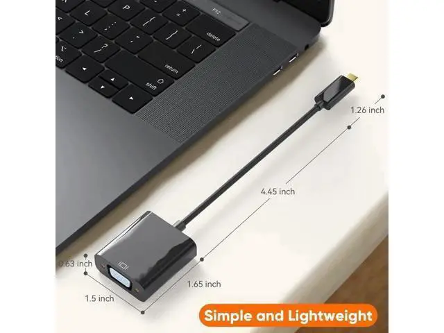 Alt view image 4 of 7 - USB C Male to VGA Female Adapter 1080P@60Hz, Thunderbolt 3/4 Type C to VGA Converter Black Compatible with iPhone 15 Plus/15 Pro Max, MacBook Pro, iPad Pro, Surface Book 2