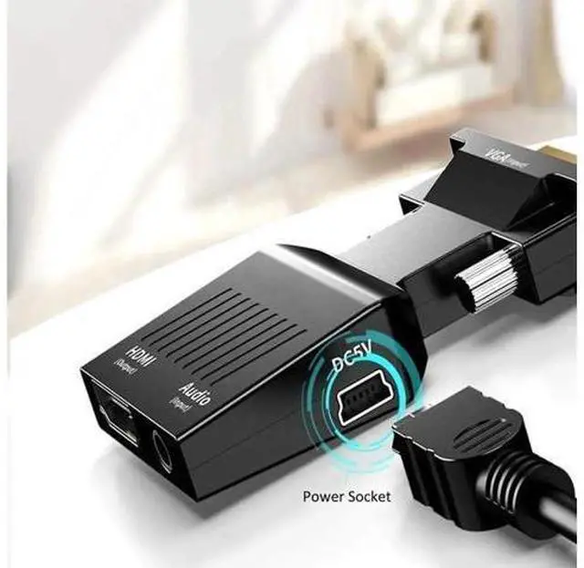 Alt view image 3 of 7 - 1080P VGA Male to HDMI Female Video Audio Converter, VGA to HDMI Adapter with USB Power & 3.5mm Audio Cable for PC Laptop to HDMI Monitor TV Projector