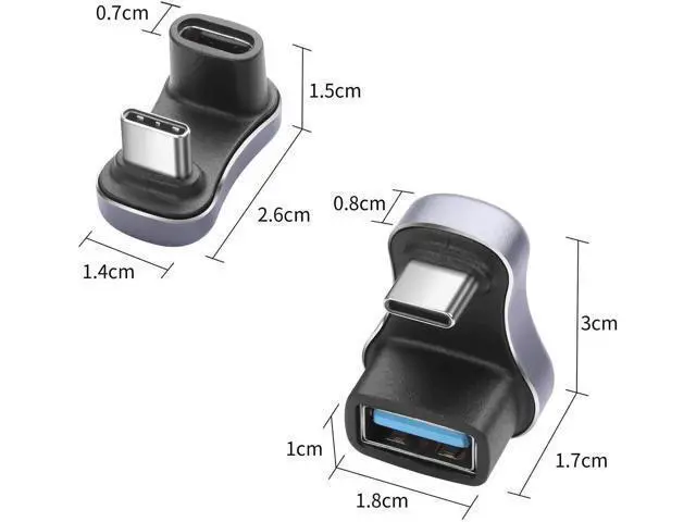 Alt view image 4 of 6 - 2 Pack 180 Degree U Shape USB C Adapter, USB A to C & USB C to C Elbow Connector 140W PD Charging 10/20Gbps Data Transfer Compatible with Laptop Phone Tablet